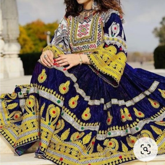 Dupattas & Stoles Afghan Dress Gand Afghani With Stunning Hand Work